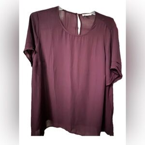 DR2 Red Short Sleeve Relaxed Fit Tunic Blouse